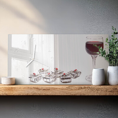 Ceas de sticlă pe perete orizontale Pahar de vin