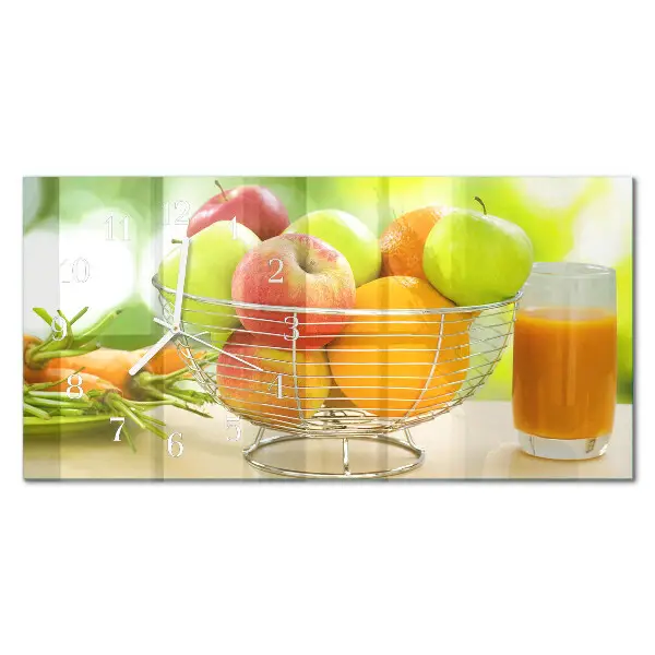 Ceas perete din sticlă orizontale Fructe și nectar