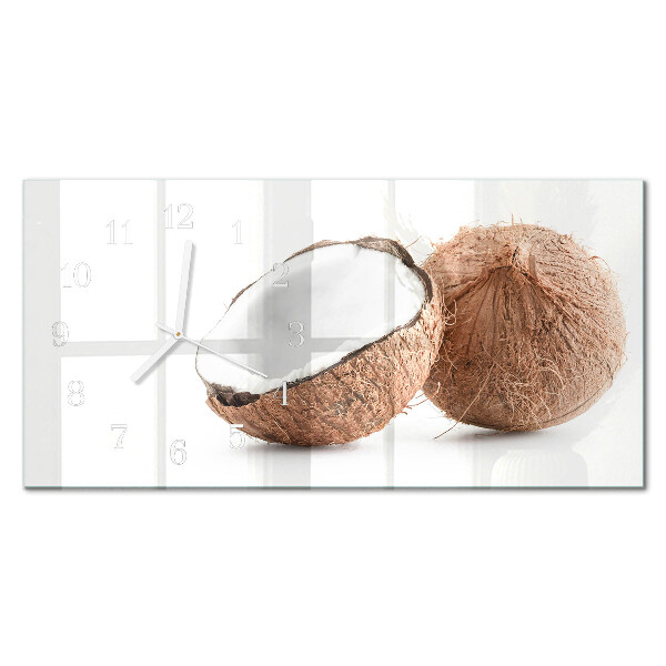 Ceas de sticlă pe perete orizontale Nuci de cocos exotice