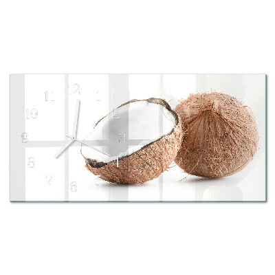 Ceas de sticlă pe perete orizontale Nuci de cocos exotice