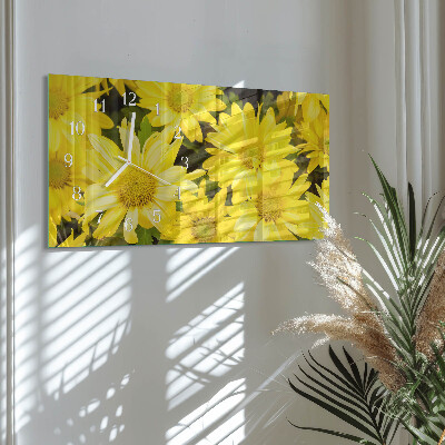 Ceas de sticlă pe perete orizontale Flori galbene