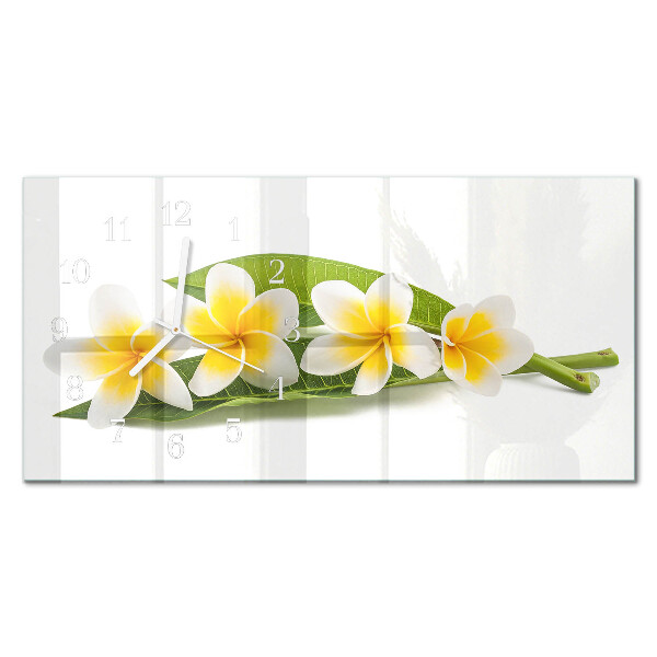 Ceas perete din sticlă orizontale Plante cu flori
