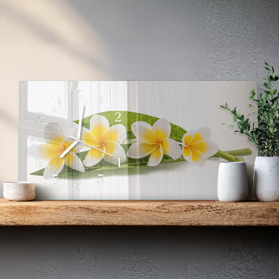 Ceas perete din sticlă orizontale Plante cu flori