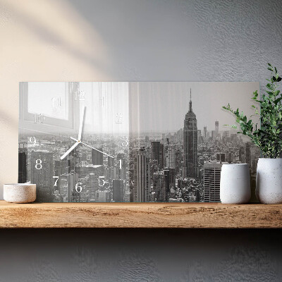 Ceas de sticlă pe perete orizontale New York Manhattan