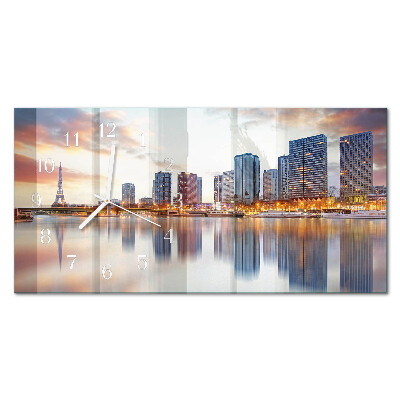 Ceas perete din sticlă orizontale Parisul de seară