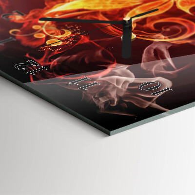 Ceas perete din sticlă dreptunghiular Flori abstracte