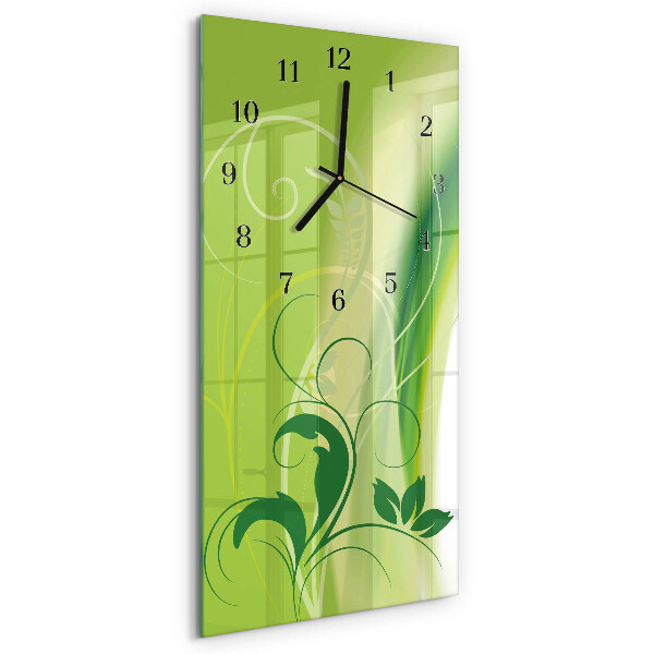 Ceas perete din sticlă dreptunghiular Model floral