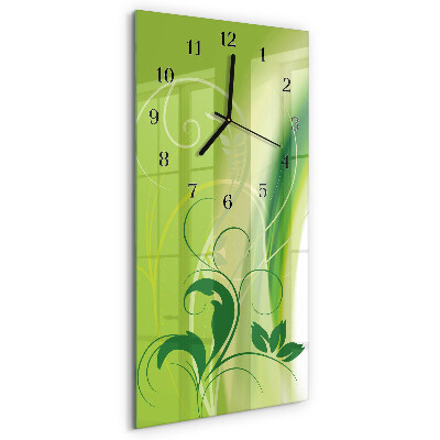Ceas perete din sticlă dreptunghiular Model floral