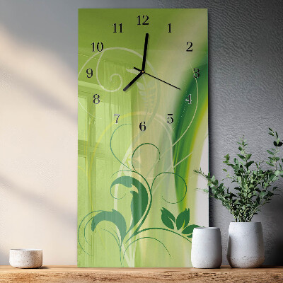 Ceas perete din sticlă dreptunghiular Model floral