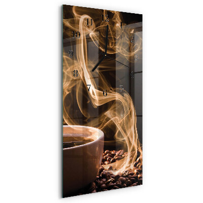Ceas perete din sticlă dreptunghiular O ceașcă de cafea
