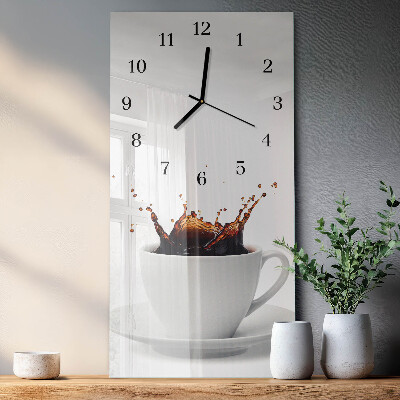 Ceas perete din sticlă dreptunghiular Cafea