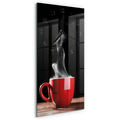 Ceas perete din sticlă dreptunghiular O ceașcă de cafea