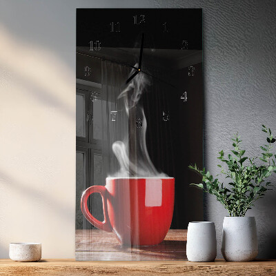 Ceas perete din sticlă dreptunghiular O ceașcă de cafea