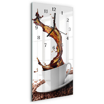 Ceas perete din sticlă dreptunghiular O ceașcă de cafea