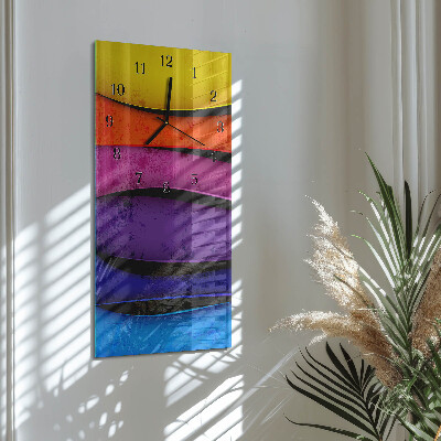 Ceas perete din sticlă dreptunghiular Dungi colorate