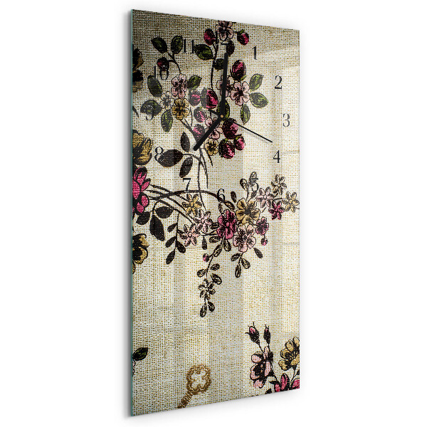 Ceas perete din sticlă dreptunghiular Model floral
