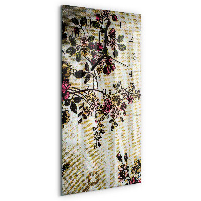 Ceas perete din sticlă dreptunghiular Model floral
