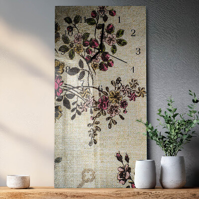 Ceas perete din sticlă dreptunghiular Model floral