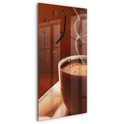 Ceas perete din sticlă dreptunghiular Cafea