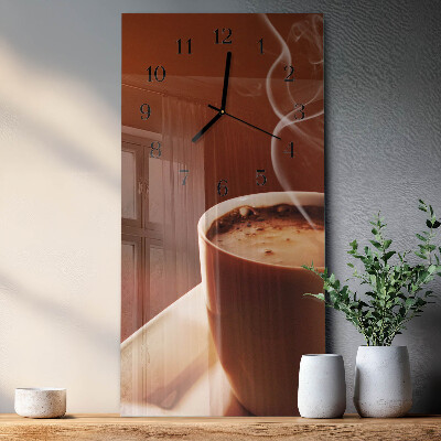 Ceas perete din sticlă dreptunghiular Cafea