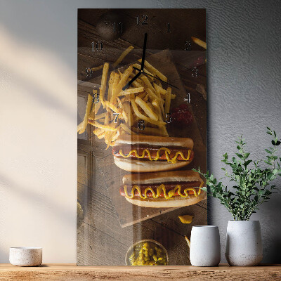 Ceas perete din sticlă dreptunghiular Fast food