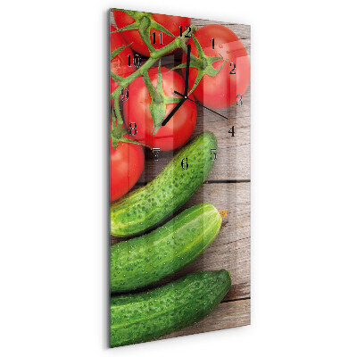 Ceas perete din sticlă dreptunghiular Legume