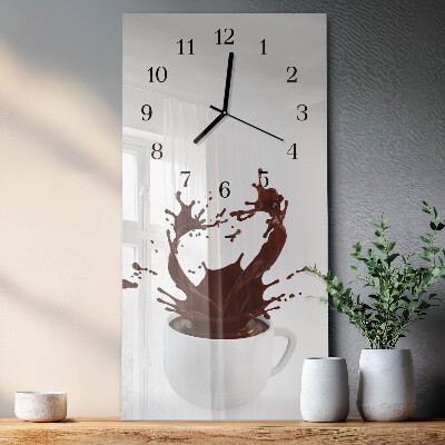 Ceas perete din sticlă dreptunghiular Cafea