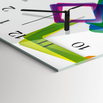 Ceas perete din sticlă dreptunghiular Dreptunghiuri colorate