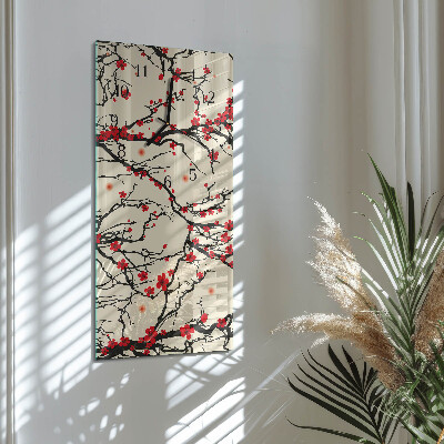Ceas perete din sticlă dreptunghiular Model floral