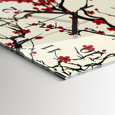 Ceas perete din sticlă dreptunghiular Model floral